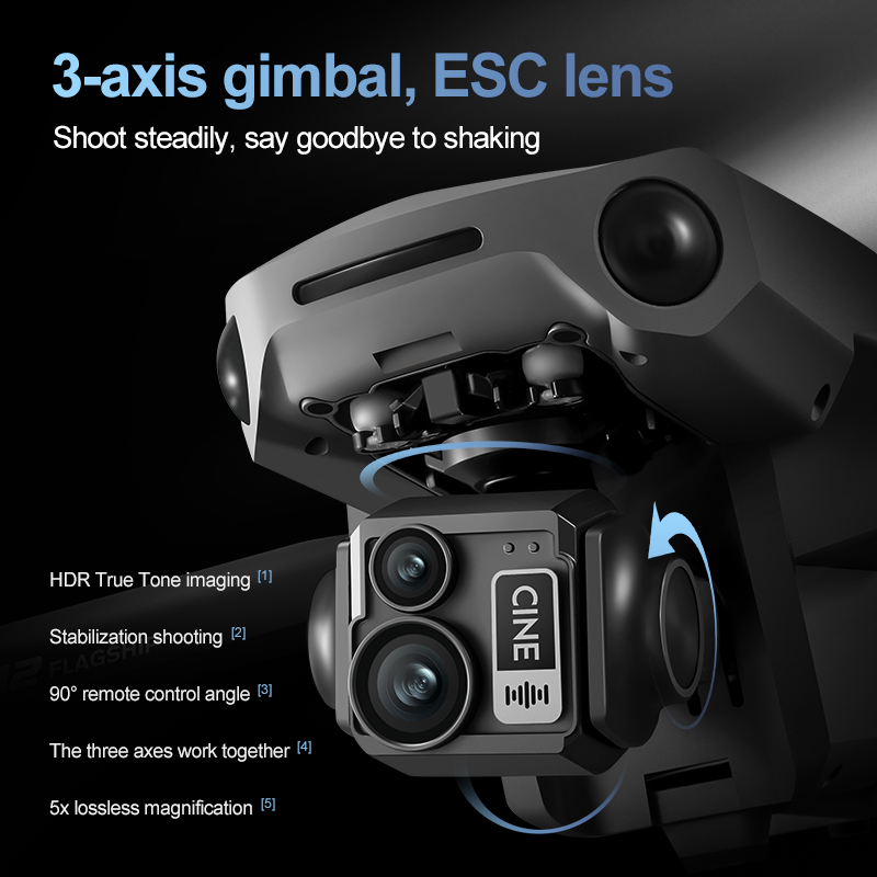 Drone Camera Night Vision - 8K 3 Axis Gimbal Brushless 7.2in